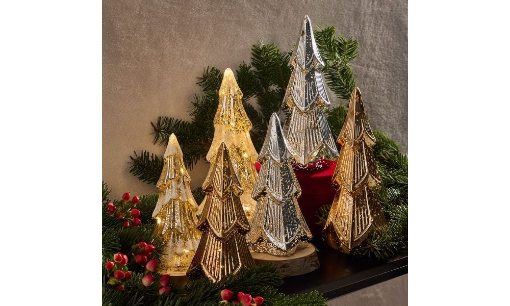 Albero con led h 35 cm Vetro Oro - Andrea Fontebasso