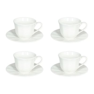 Confezione 4 tazze the con piatto New Bone China Bianco - Andrea Fontebasso