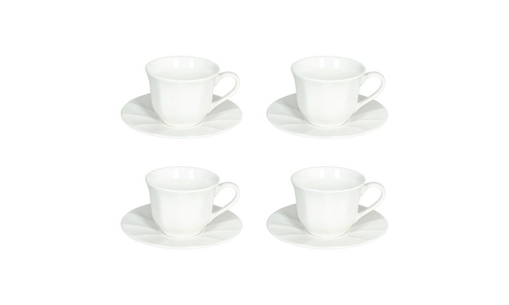 Confezione 4 tazze the con piatto New Bone China Bianco - Andrea Fontebasso