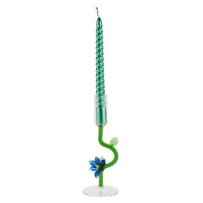 Henriette - Candeliere Fiore Blu - Borosilicato - Multicolor