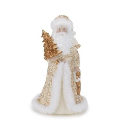 Henriette - Babbo Natale In Resina - Bianco E Oro