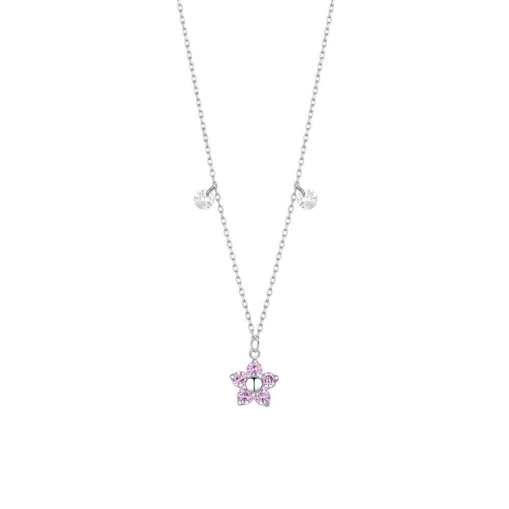 Luca Barra - Collana Fiore - Acciaio - Zircone Magenta Luca Barra - Collana Fiore - Acciaio - Zircone Magenta
