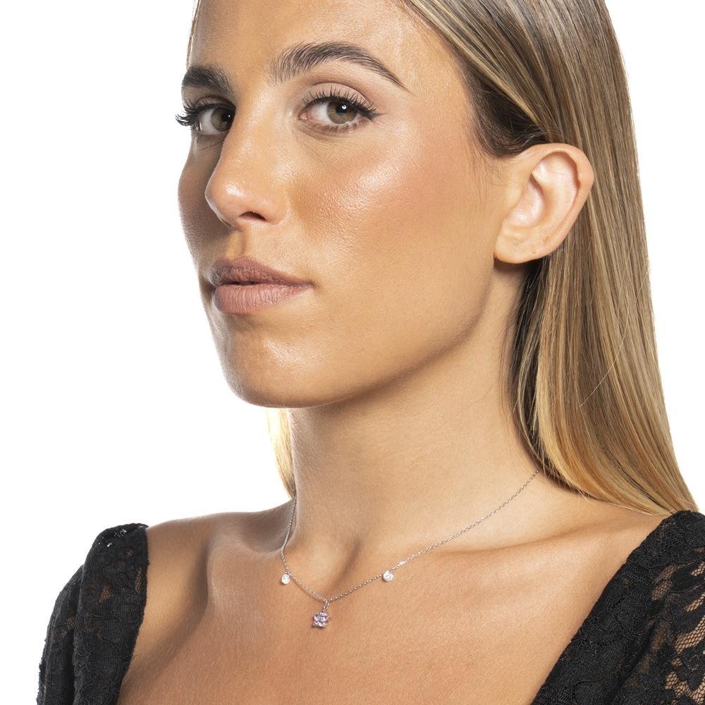 Luca Barra - Collana Fiore - Acciaio - Zircone Magenta Luca Barra - Collana Fiore - Acciaio - Zircone Magenta