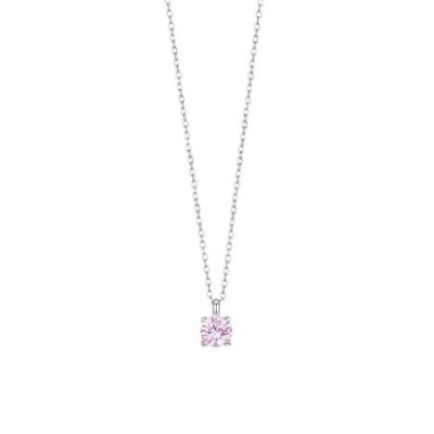 Luca Barra - Collana Donna - Acciaio - Zircone Rosa