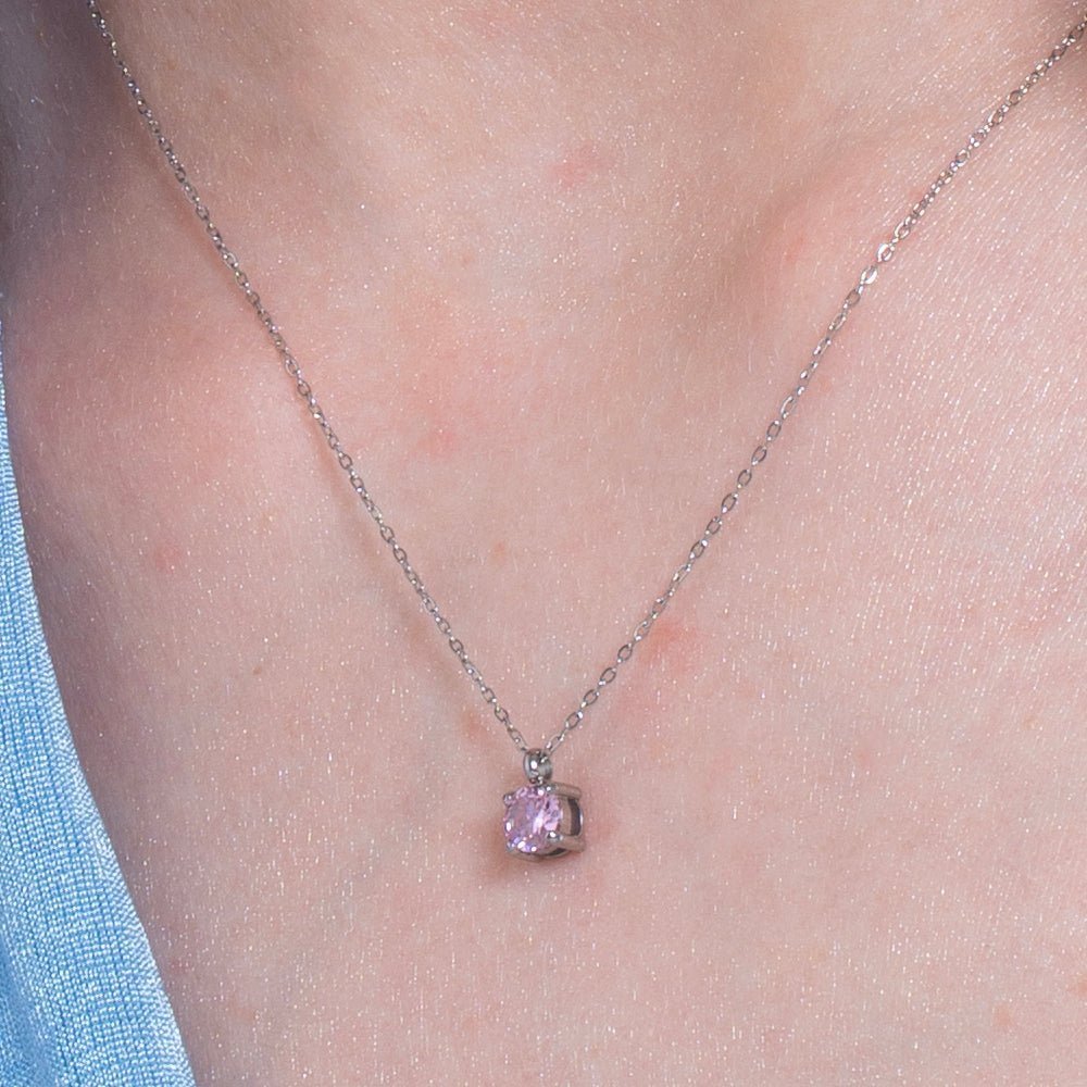 Luca Barra - Collana Donna - Acciaio - Zircone Rosa