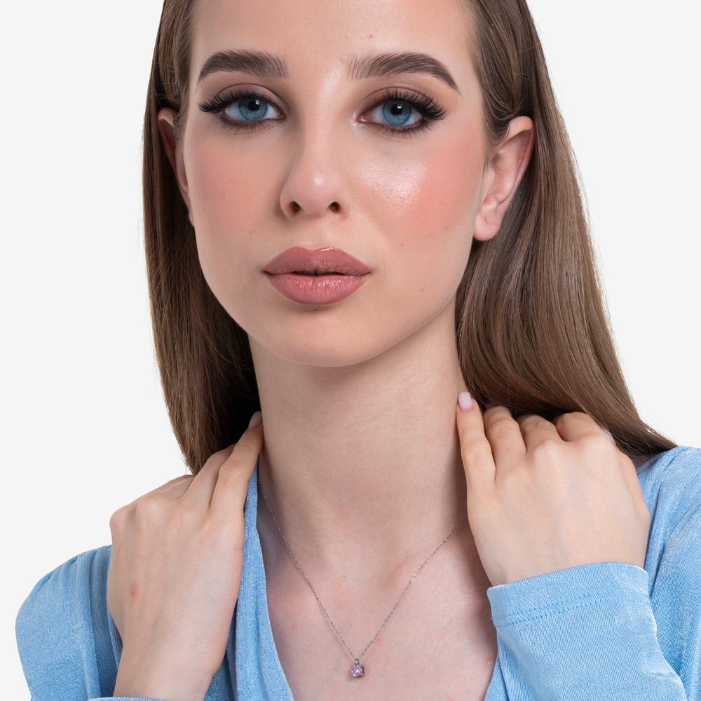 Luca Barra - Collana Donna - Acciaio - Zircone Rosa