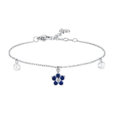Luca Barra - Bracciale Fiore - Acciaio - Zircone Blu