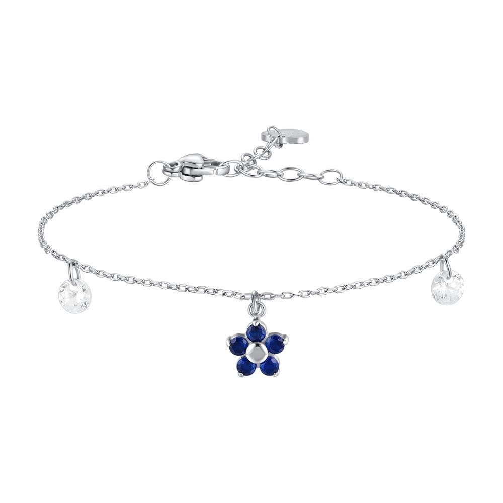 Luca Barra - Bracciale Fiore - Acciaio - Zircone Blu