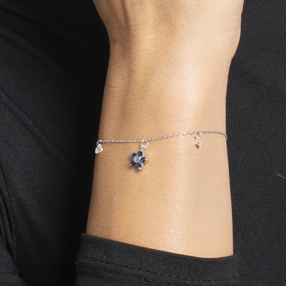 Luca Barra - Bracciale Fiore - Acciaio - Zircone Blu