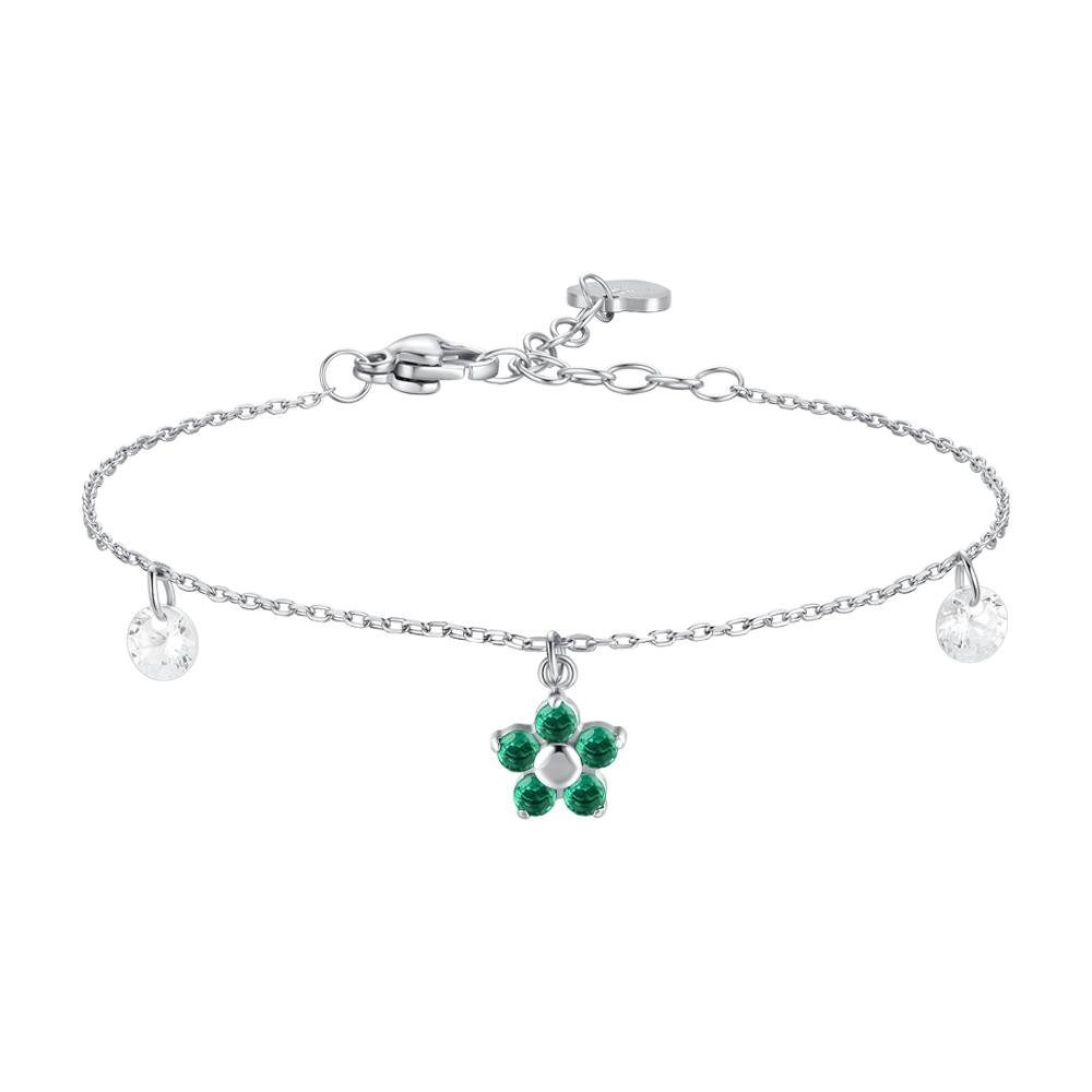 Luca Barra - Bracciale Fiore - Acciaio - Zircone Verde