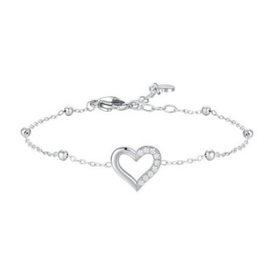 Luca Barra - Bracciale Cuore - Acciaio - Zircone