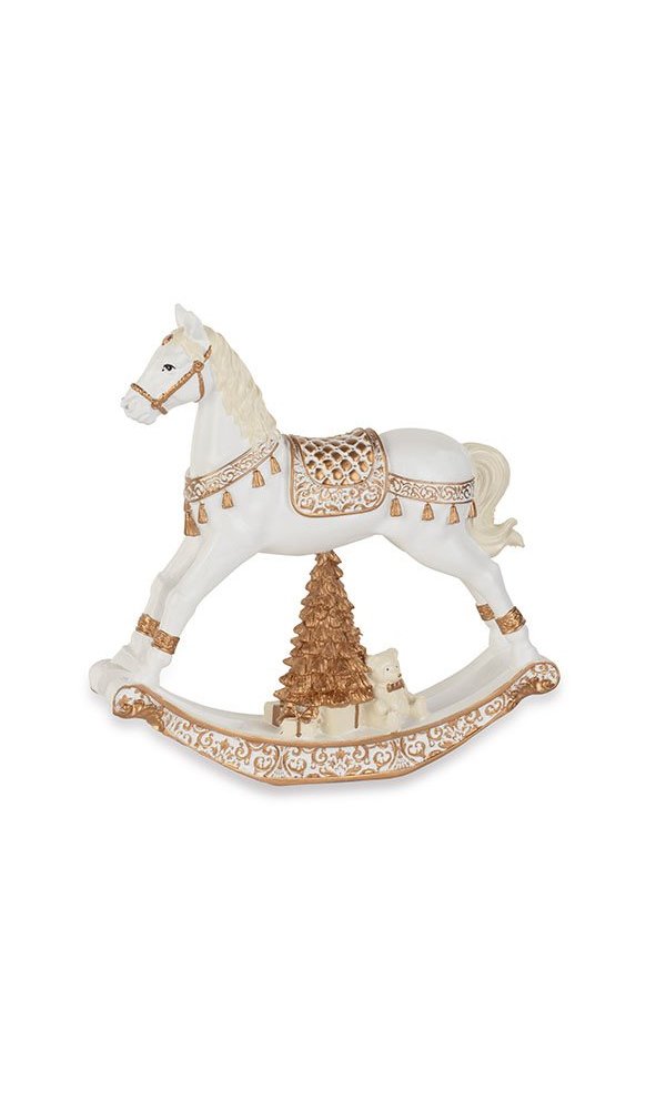 Cartai Bassanesi - Cavallo A Dondolo - Bianco/Oro - L.180Xh.190 Mm