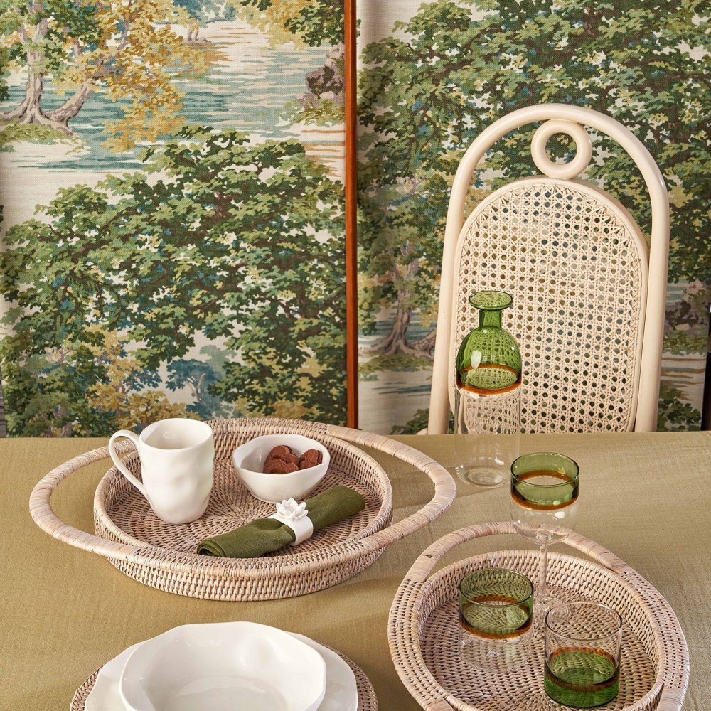 La Porcellana Bianca - Vassoio Rotondo - Rattan