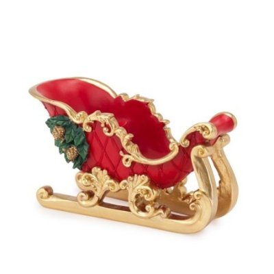 Henriette - Slitta Decorativa - Resina - Rosso E Oro