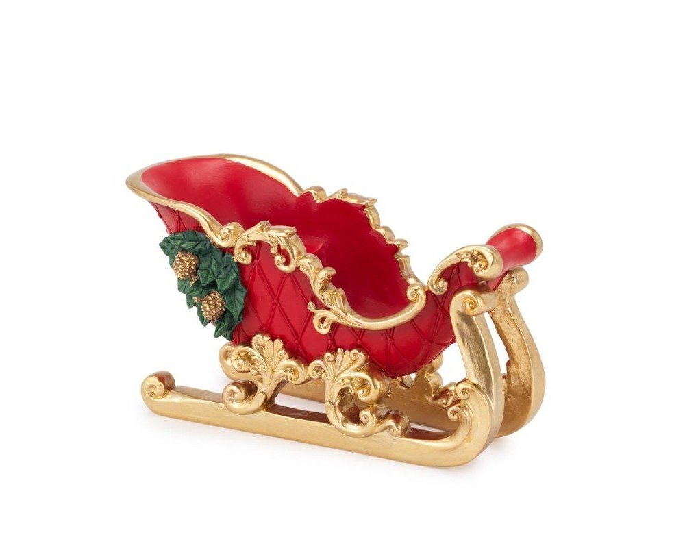 Henriette - Slitta Decorativa - Resina - Rosso E Oro