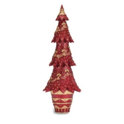 Henriette - Albero H.43Cm - Rosso - Fiori Oro
