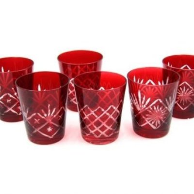 Royal Family - Bicchiere Rosso - Intagliato - 3 Decori