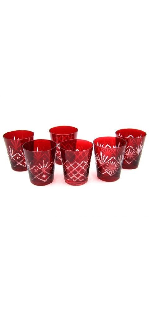 Royal Family - Bicchiere Rosso - Intagliato - 3 Decori