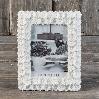 Henriette - Cornice Margherite - Resina - Bianco