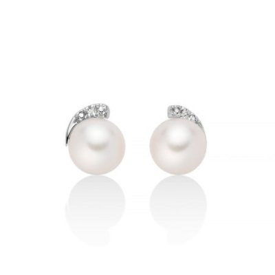 Miluna - Orecchini Di Perla E Diamante - Oro Bianco