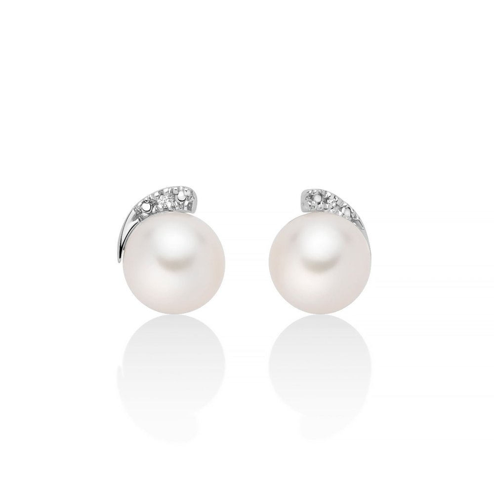 Miluna - Orecchini Di Perla E Diamante - Oro Bianco