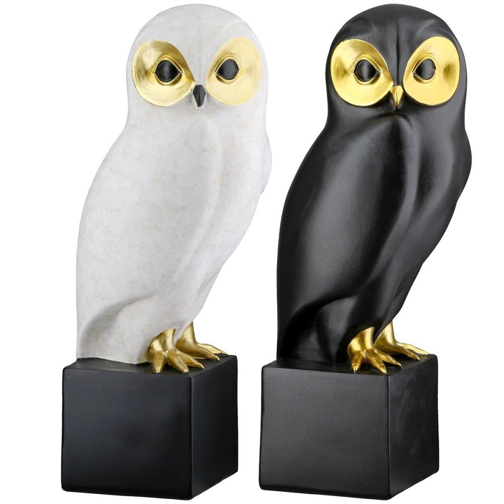 Gilde - Scultura Gufo Ophelia - Resina Sintetica - Nero