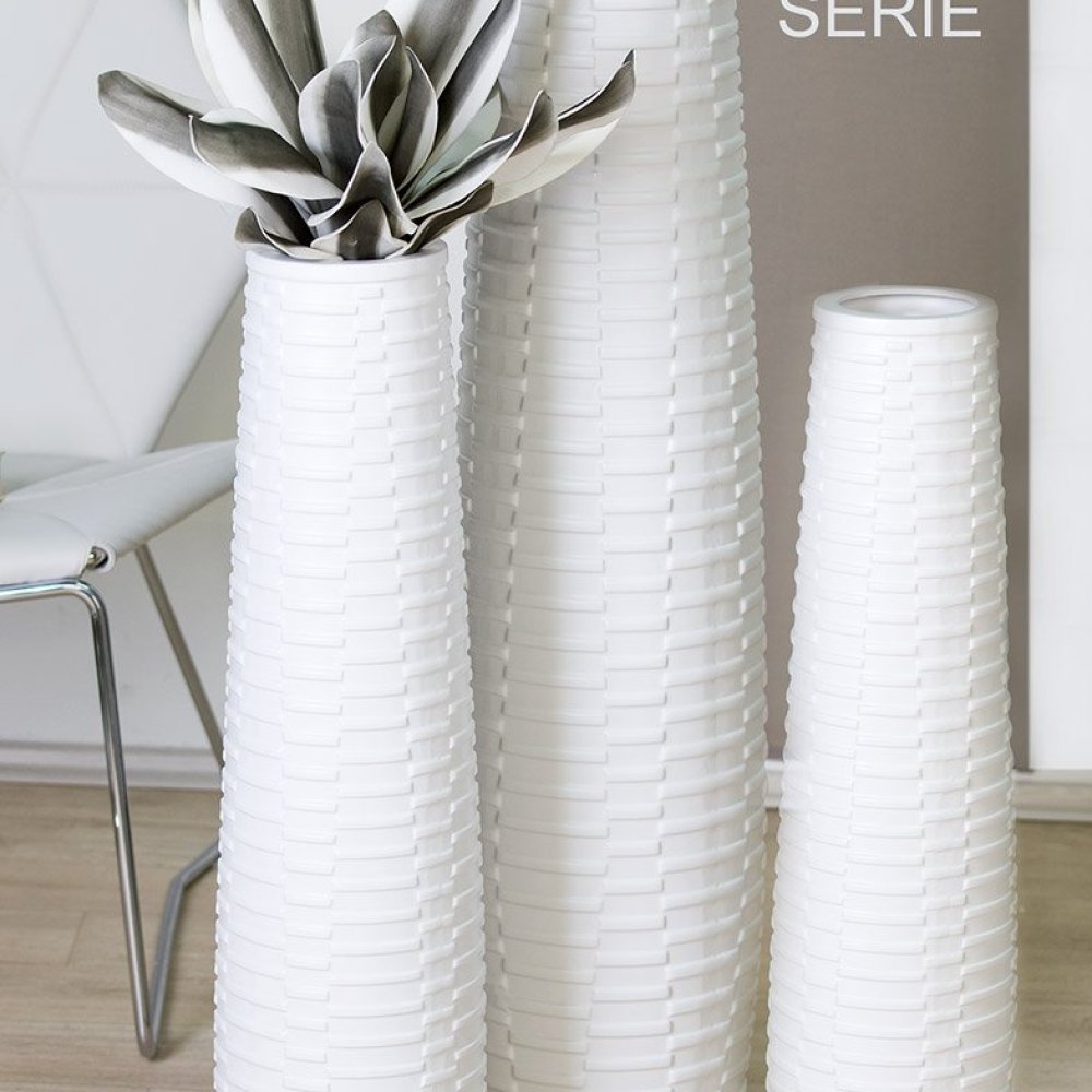 Gilde - Vaso Serie 3Pz. Catania - Ceramica Bianco