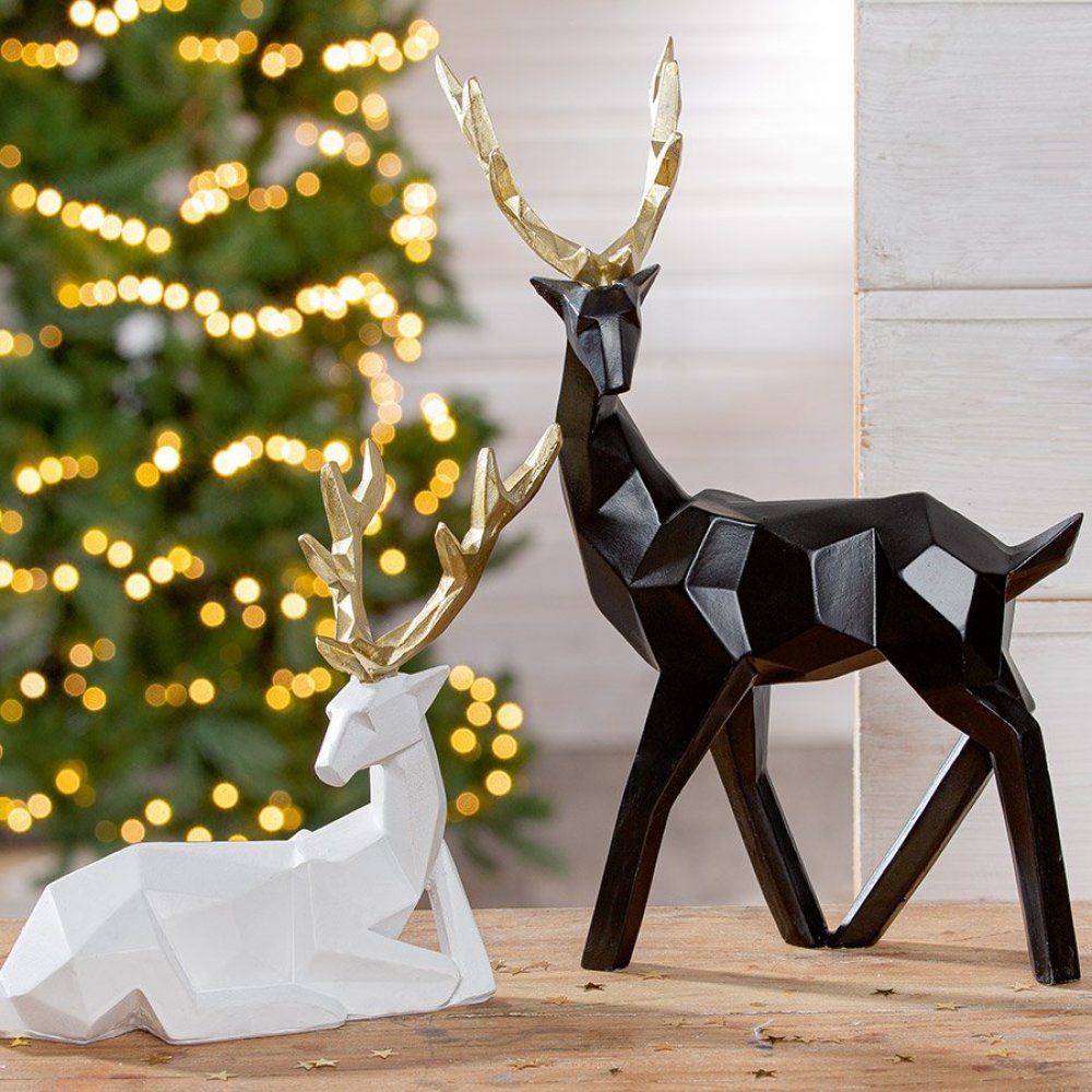 Gilde - Figura Cervo Haimo - Resina Sintetica - Bianco