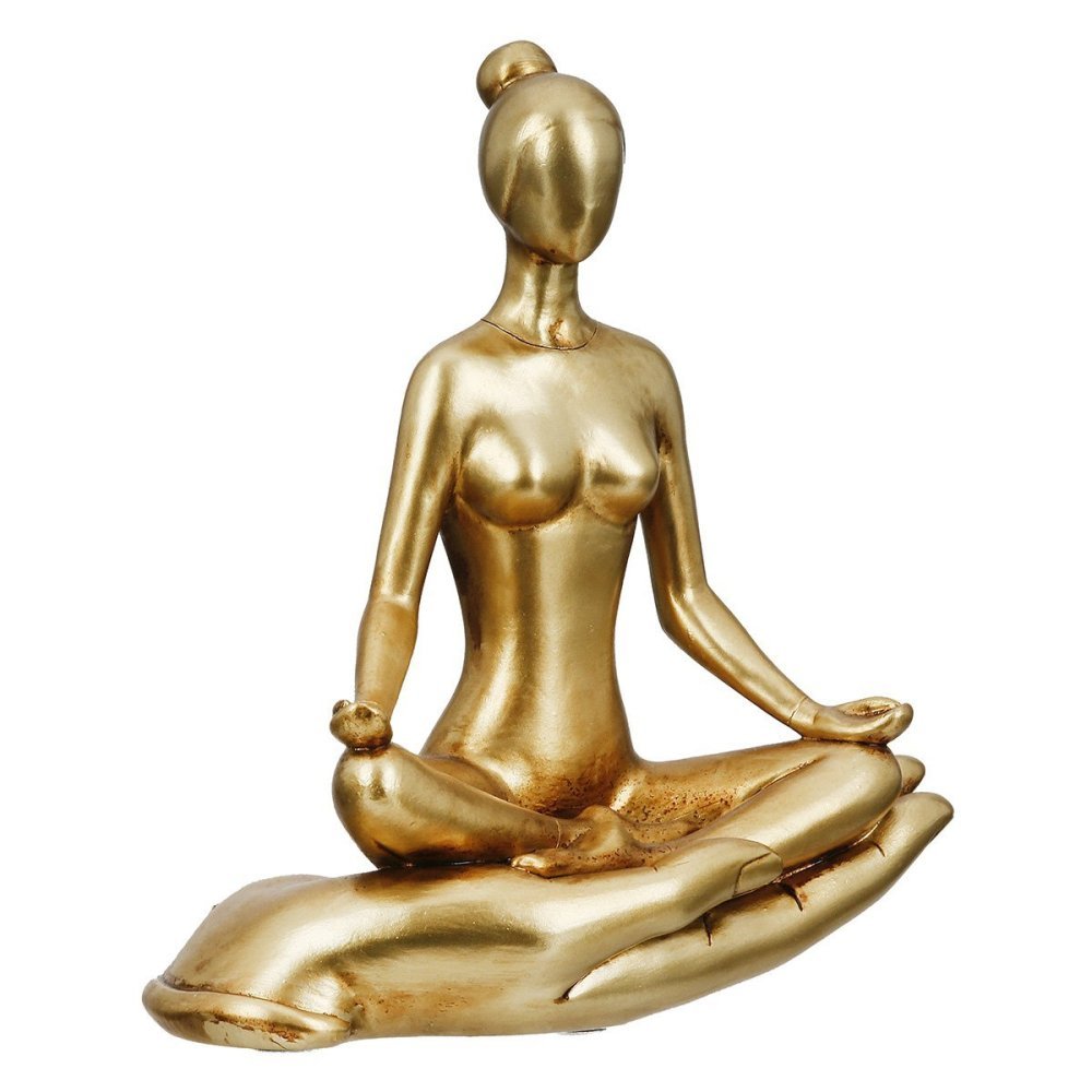 Gilde - Figura Yoga Donna - Resina Sintetica - Oro