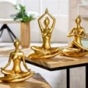 Gilde - Figura Yoga Donna - Resina Sintetica - Oro