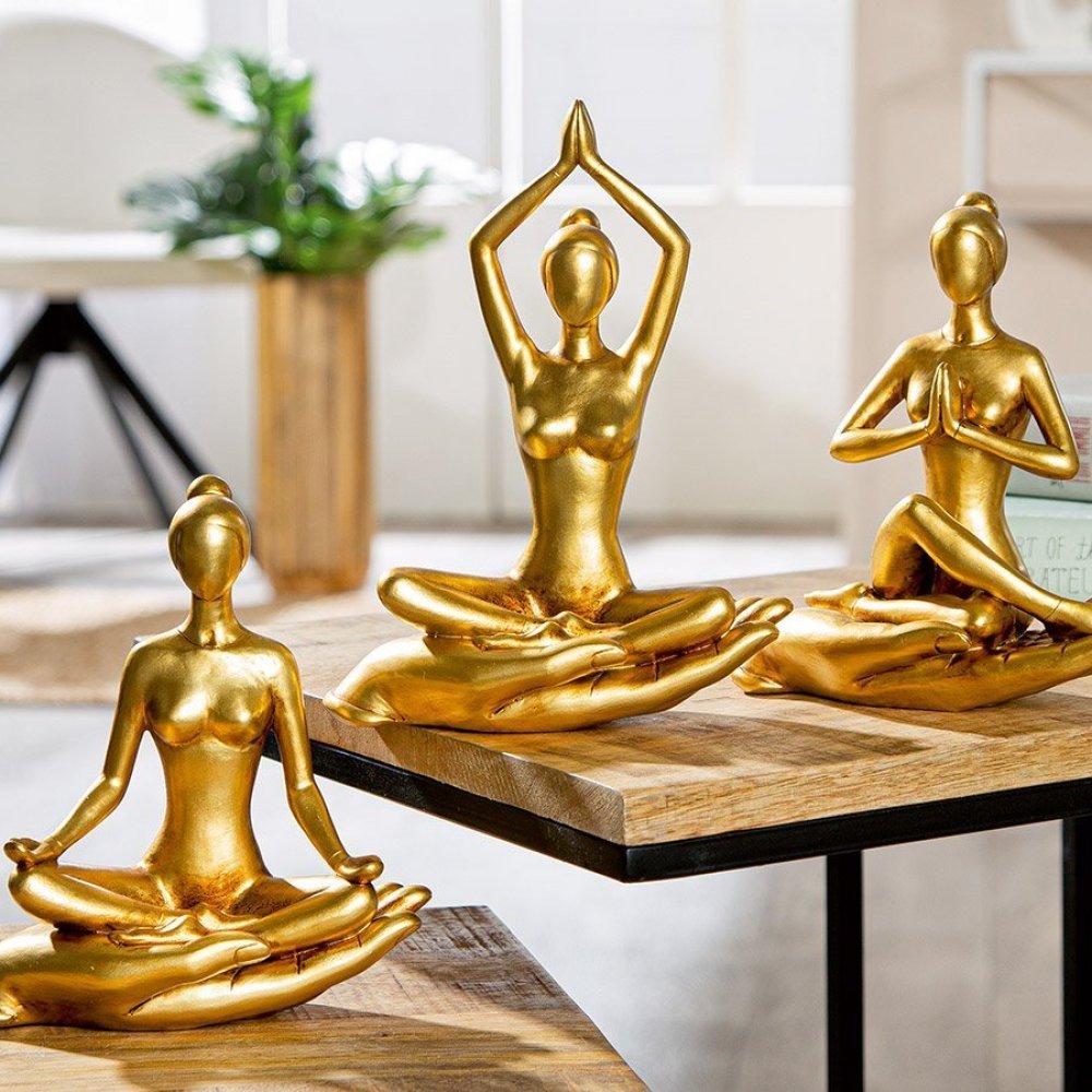 Gilde - Figura Yoga Donna - Resina Sintetica - Oro