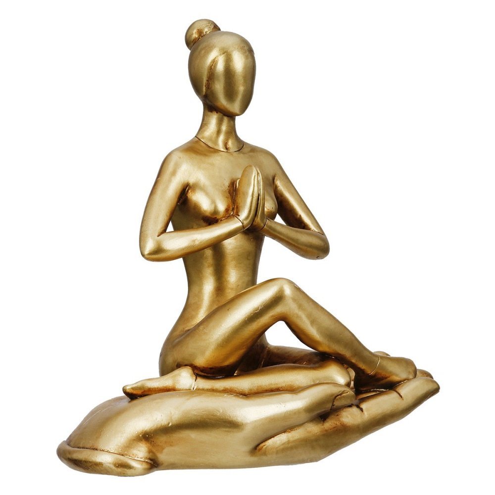 Gilde - Figura Yoga Donna - Resina Sintetica - Oro