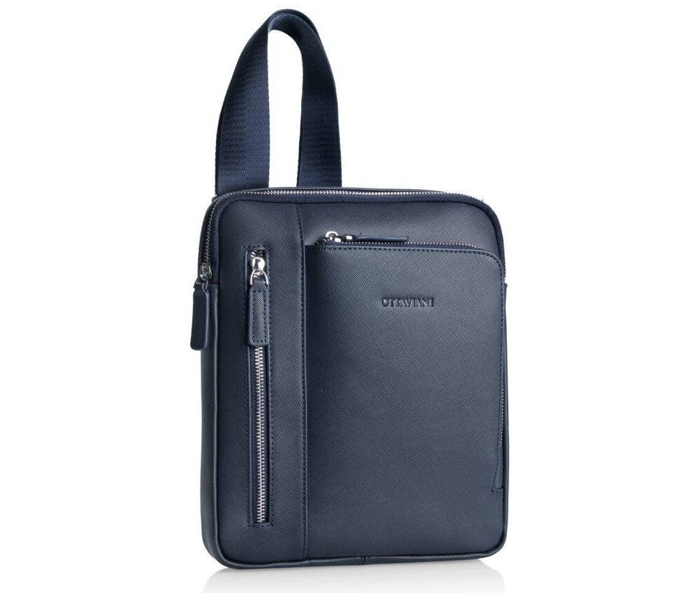 Ottaviani - Borsello In Vera Pelle - Blu - Porta Ipad