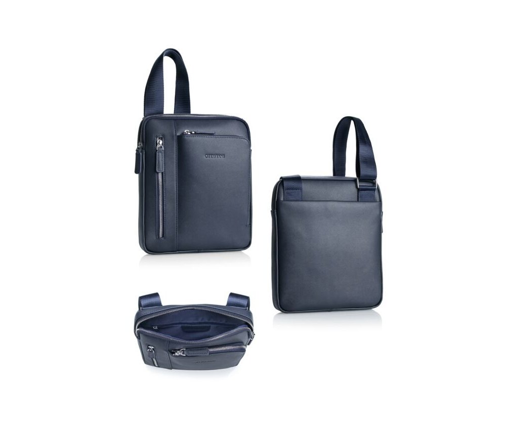 Ottaviani - Borsello In Vera Pelle - Blu - Porta Ipad