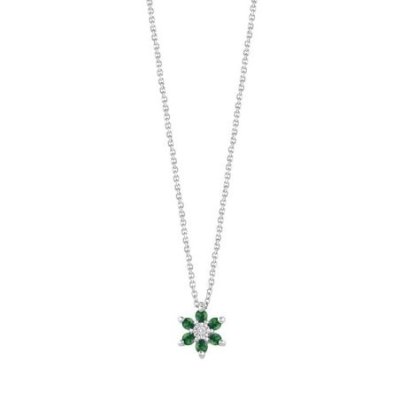 Bliss - Collierino In Oro Bianco - Diamante/Smeraldo