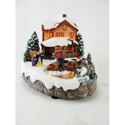 Il Mondo Dei Carillon - Scena Piccoli Pattinatori - Decorazione - Natale
