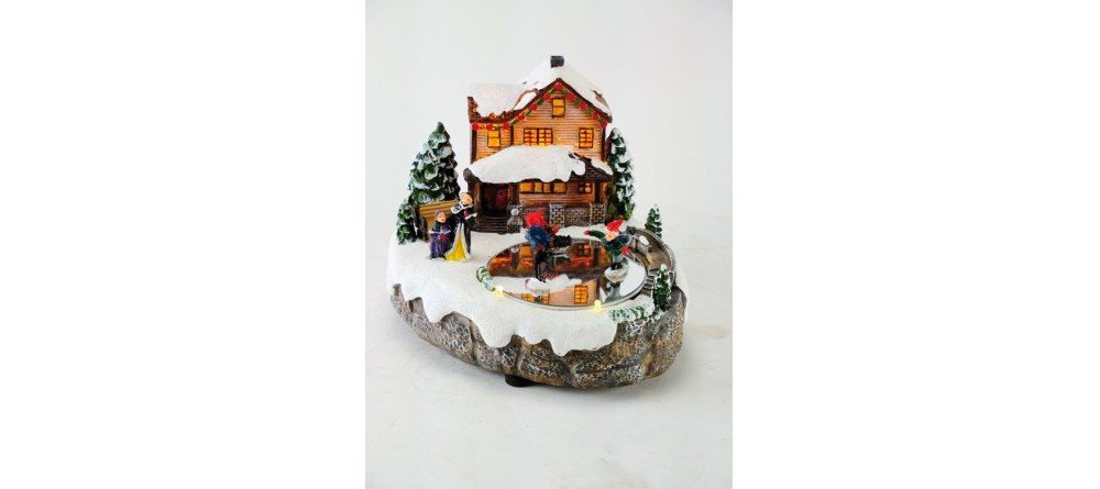 Il Mondo Dei Carillon - Scena Piccoli Pattinatori - Decorazione - Natale Il Mondo Dei Carillon - Scena Piccoli Pattinatori - Decorazione - Natale