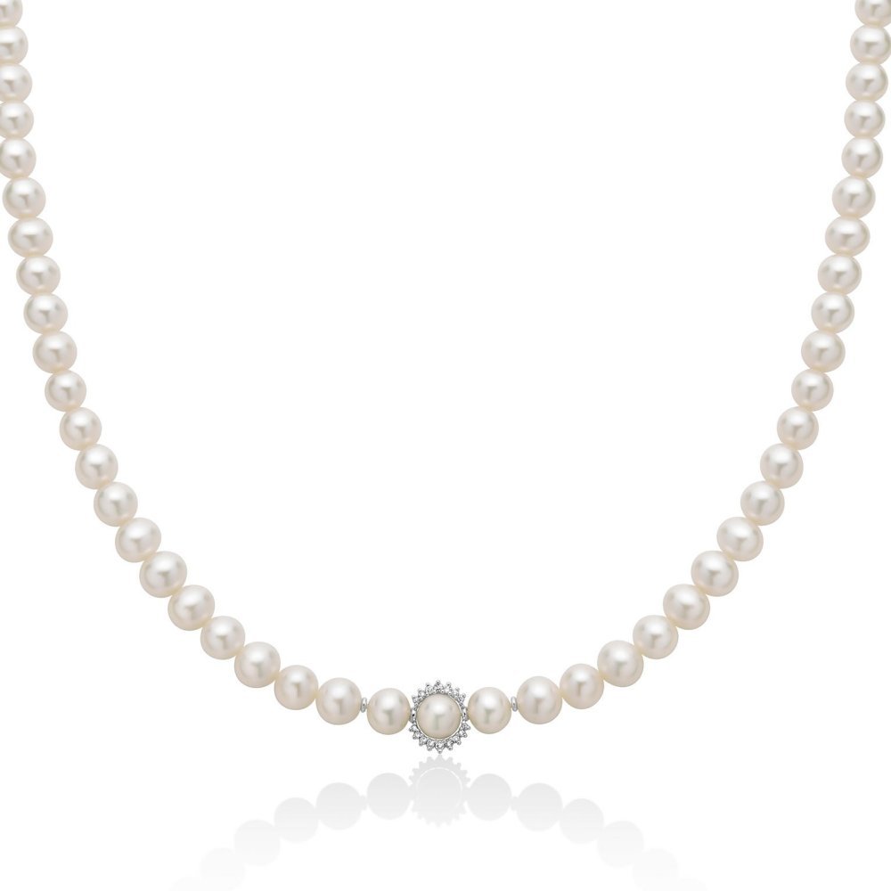 Miluna - Collana Perle Oriente - Oro Bianco Miluna - Collana Perle Oriente - Oro Bianco