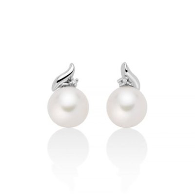 Miluna - Orecchini Perle Oriente - Oro Bianco - Diamante