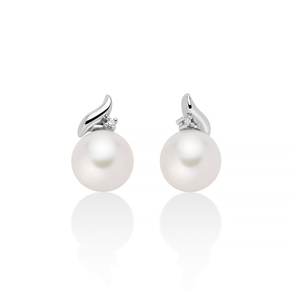 Miluna - Orecchini Perle Oriente - Oro Bianco - Diamante Miluna - Orecchini Perle Oriente - Oro Bianco - Diamante