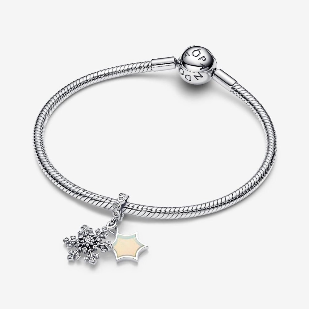 Charm pendente doppio Fiocco di neve opalescente Charm pendente doppio Fiocco di neve opalescente