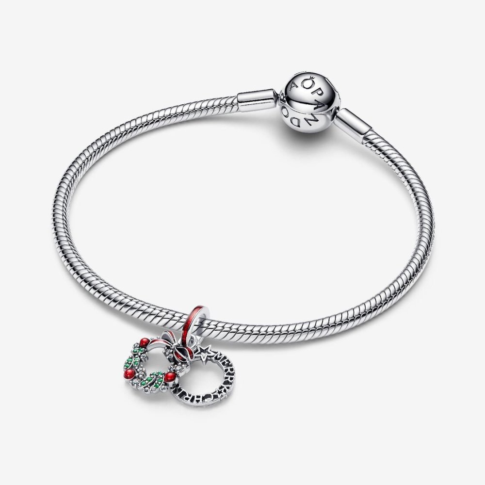 Charm Pendente Doppio Ghirlanda di Natale Charm Pendente Doppio Ghirlanda di Natale