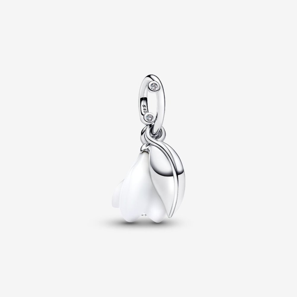 Charm Pendente Fiore Bucaneve Vetro di Murano Charm Pendente Fiore Bucaneve Vetro di Murano