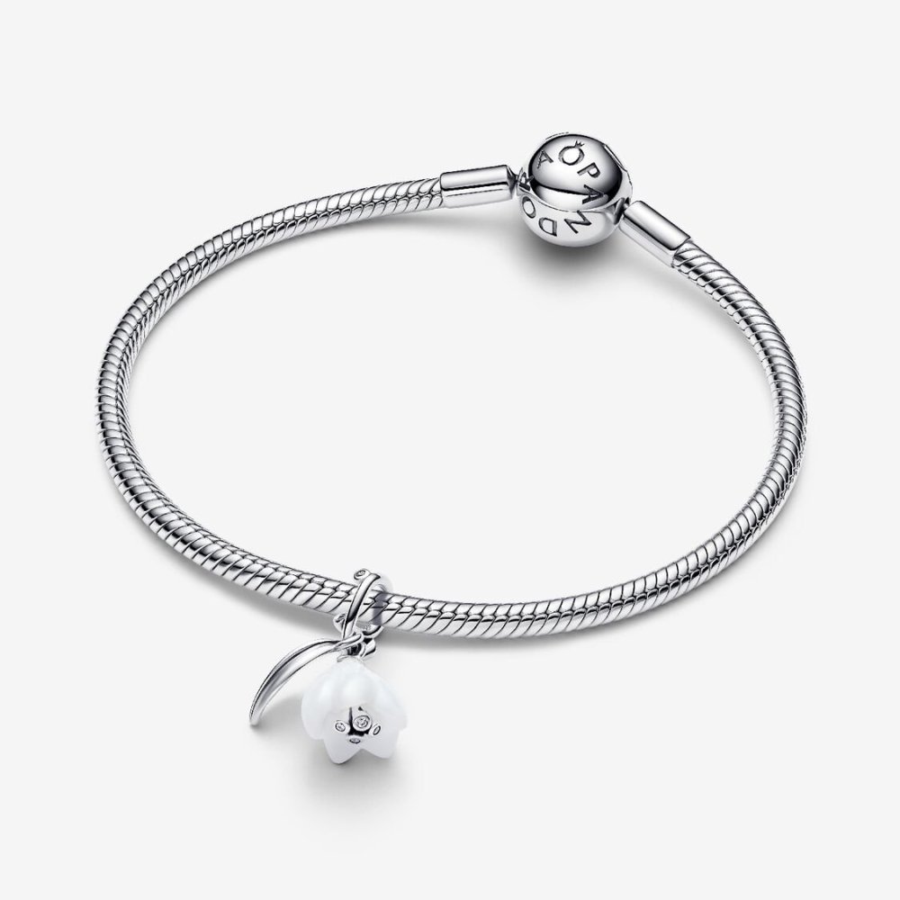 Charm Pendente Fiore Bucaneve Vetro di Murano Charm Pendente Fiore Bucaneve Vetro di Murano