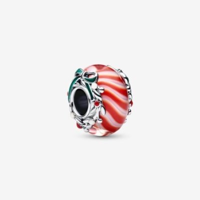 Charm Vetro di Murano Caramella di Natale