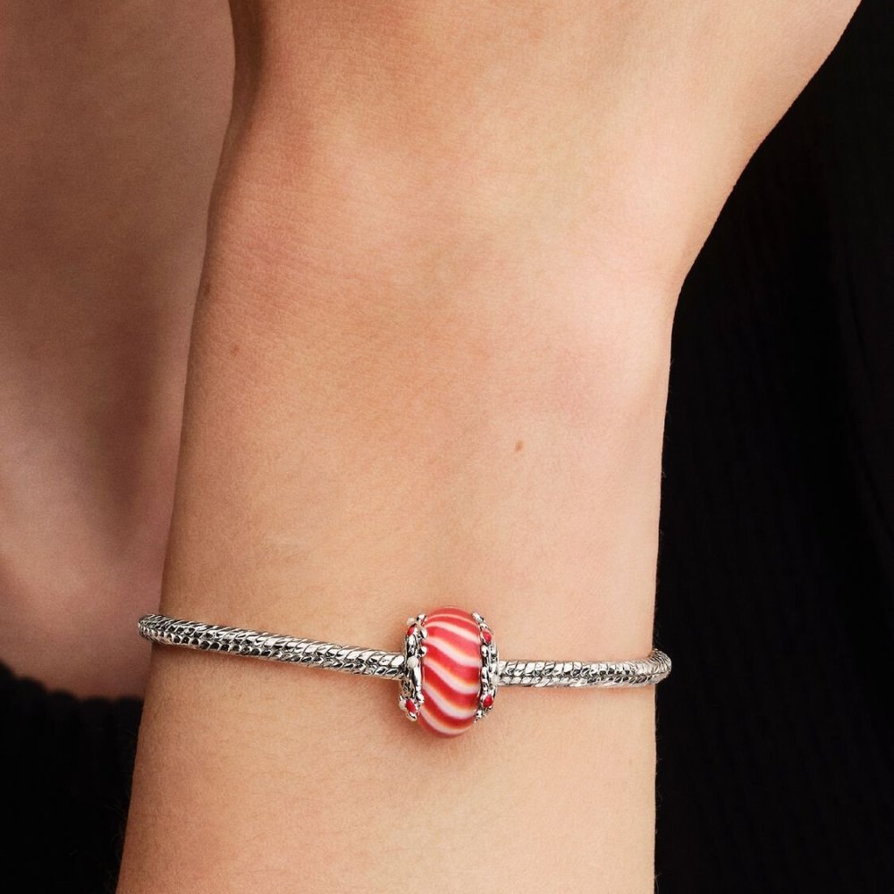 Charm Vetro di Murano Caramella di Natale Charm Vetro di Murano Caramella di Natale