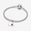 Charm Pendente Cuore con Pietra Rossa Scuro Gennaio Charm Pendente Cuore con Pietra Rossa Scuro Gennaio