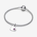 Charm Pendente Cuore con Pietra Viola Febbraio Charm Pendente Cuore con Pietra Viola Febbraio