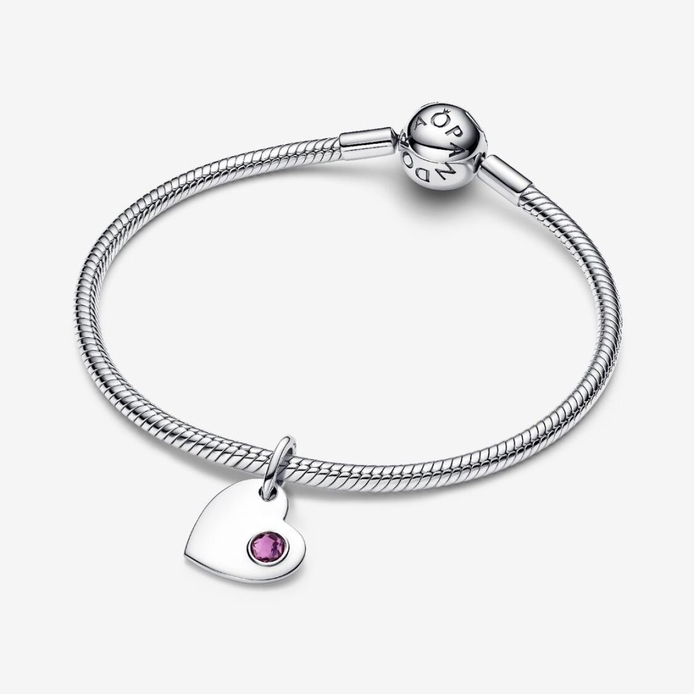 Charm Pendente Cuore con Pietra Viola Febbraio Charm Pendente Cuore con Pietra Viola Febbraio