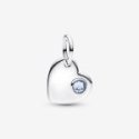 Charm Pendente Cuore con Pietra Azzura Marzo Charm Pendente Cuore con Pietra Azzura Marzo